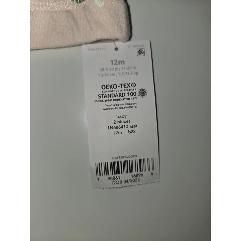Carter’s Baby Girls 12M Pink Hummingbird Strawberry Floral Pants NWT